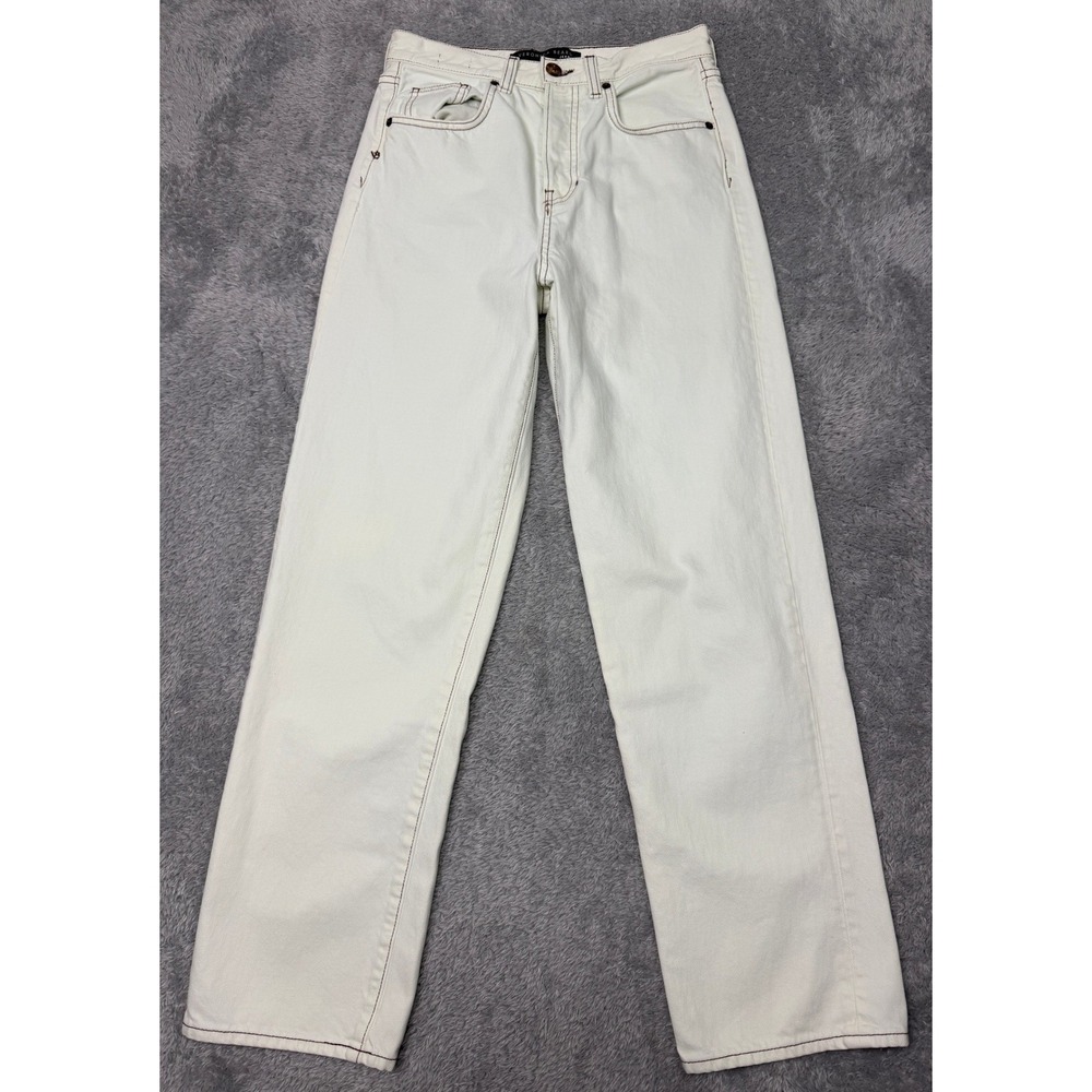 Veronica Beard Jeans Women 27 Ecru Blake Classic Straight High Rise Button Fly